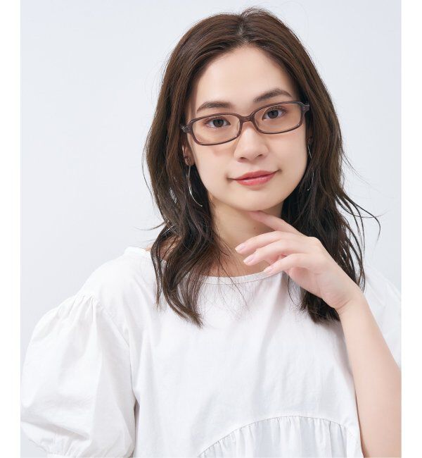  「スクエア型 メガネ｜ユニセックス 上質感のあるフレーム  レンズ交換券付」|メガネ|薄ブラウン1