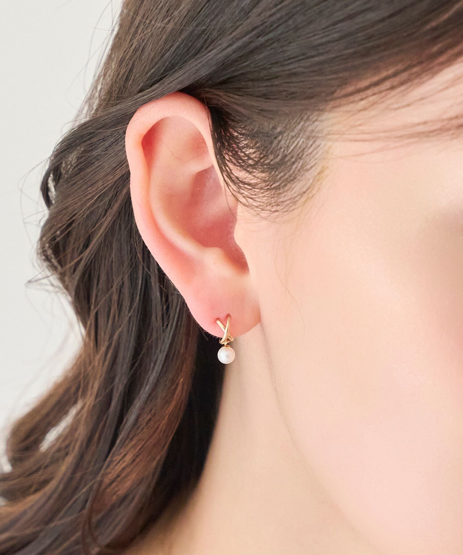 Phoebe「【K10】クロッシングパールピアス/BOX付き」|ピアス|