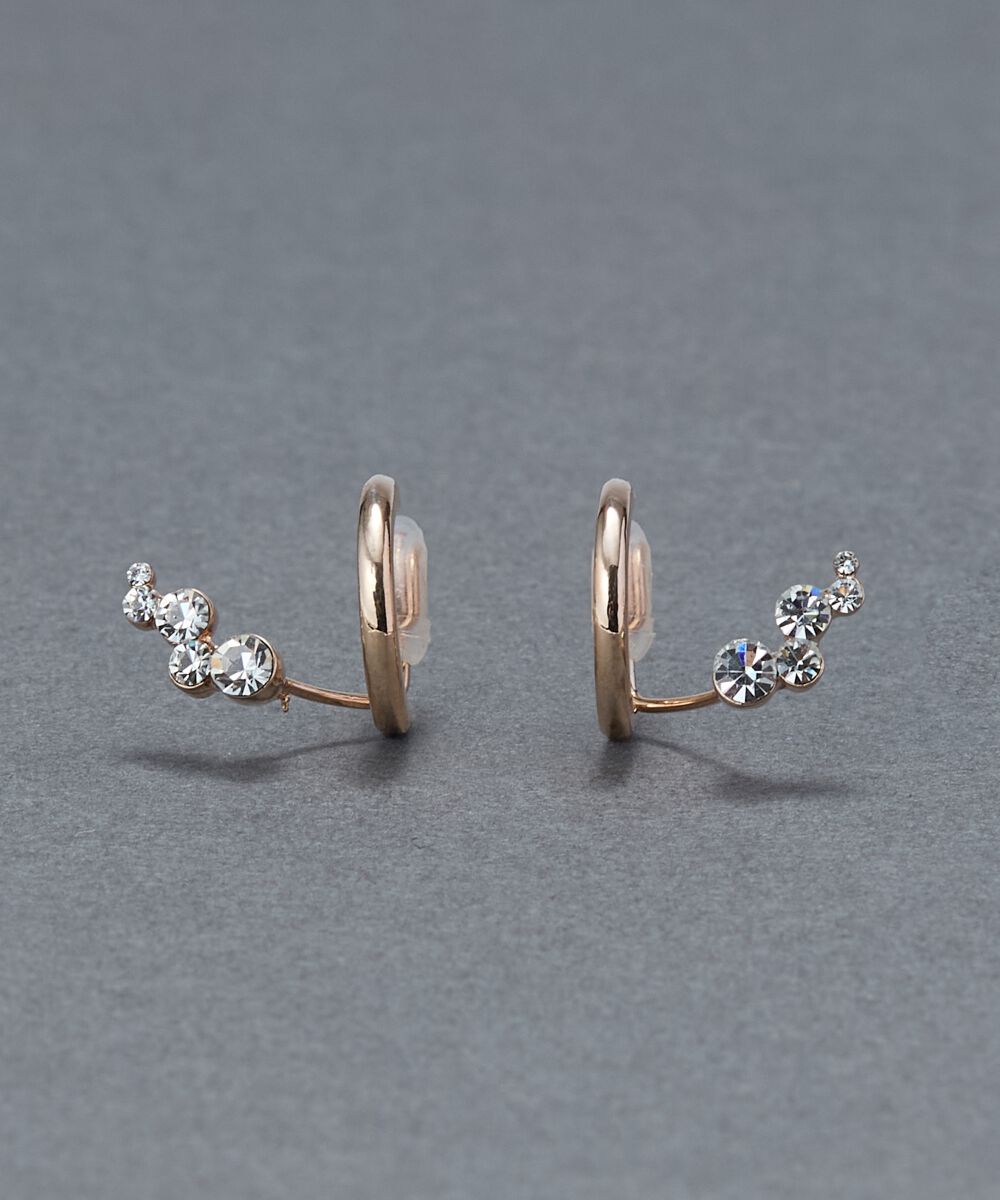 Phoebe「【痛くないシリーズ】ミルキーウェイビジューフロートライトフィットイヤリング　シャンパンゴールド」|イヤリング|シャンパンゴールド