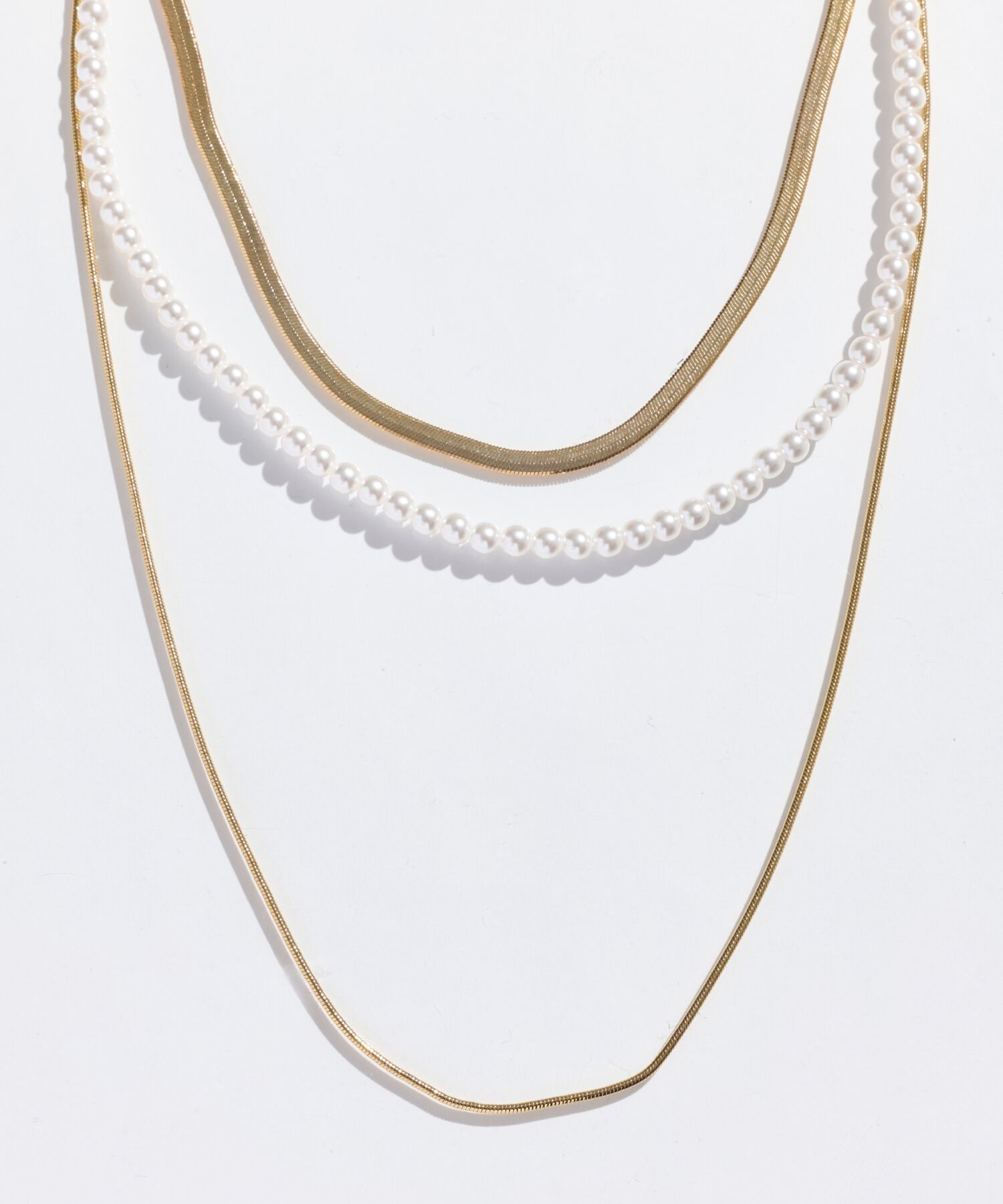 Phoebe「パールミックスチェーン3連ネックレス」|ネックレス|