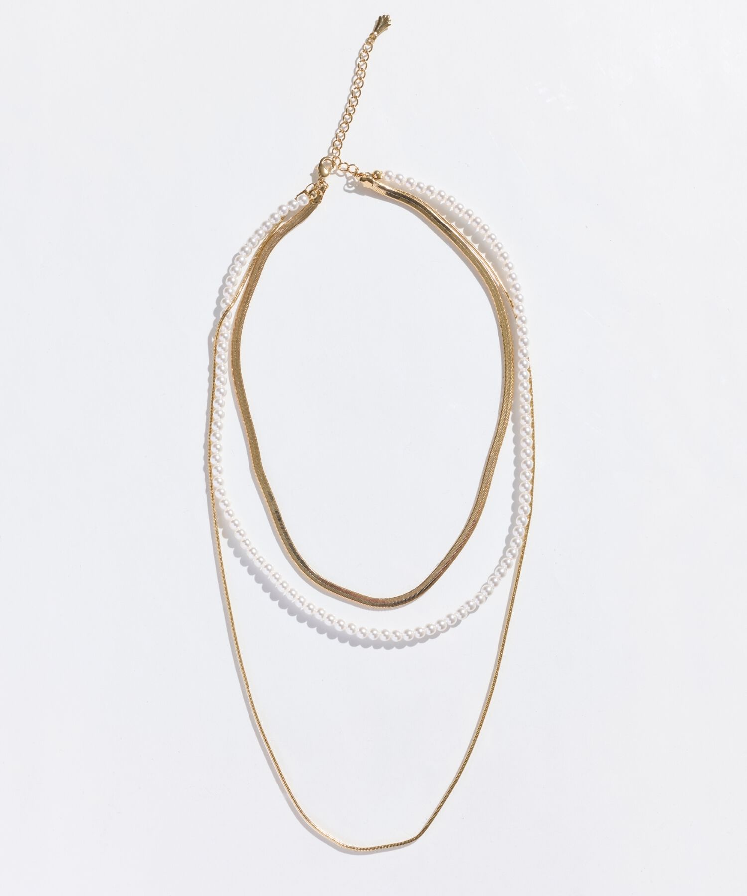 Phoebe「パールミックスチェーン3連ネックレス」|ネックレス|