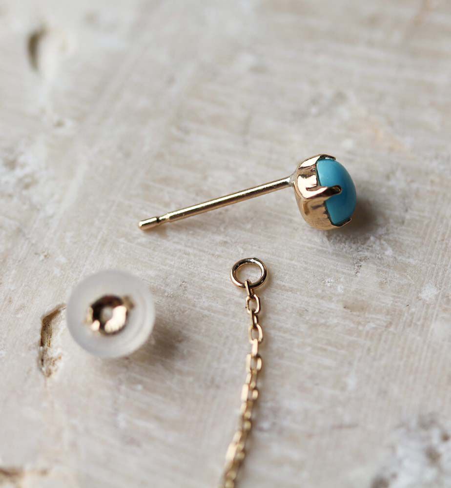  「ターコイズ チェーン ピアス | K10YG」|ピアス|