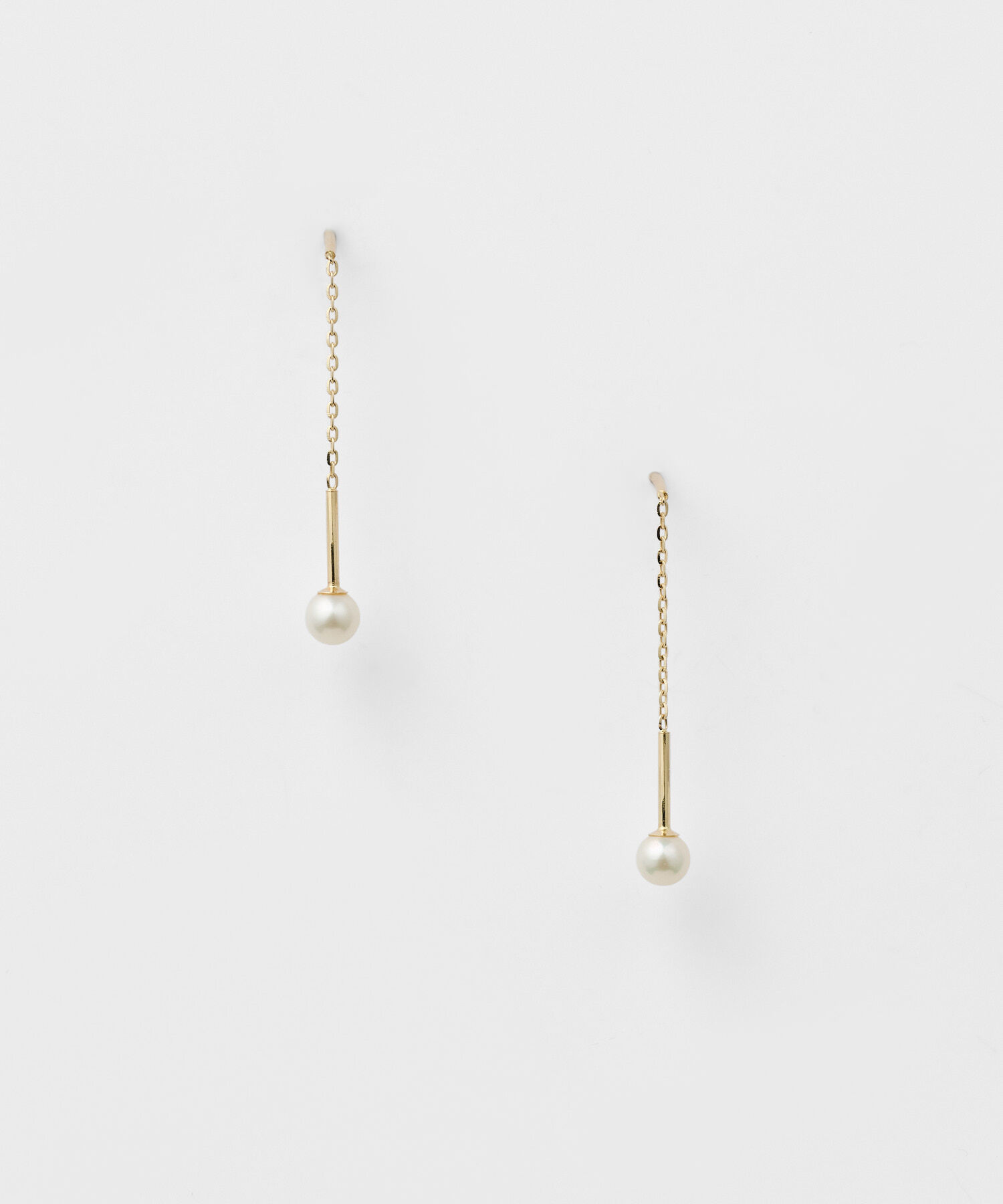  「K10パールロングピアス」|ピアス|ホワイト