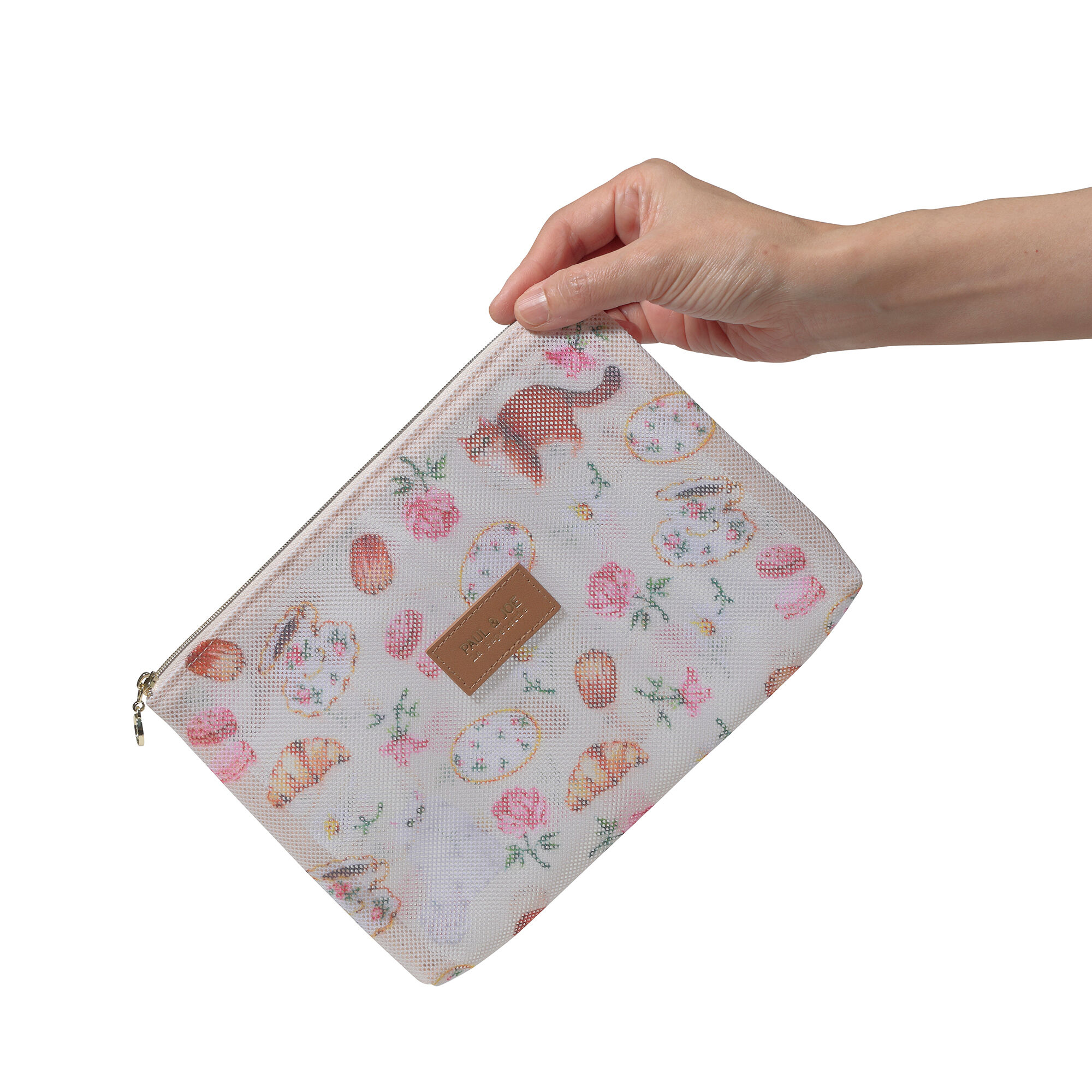 PAUL&JOE「プリントメッシュフラットポーチ／ポール＆ジョー」|ポーチ|