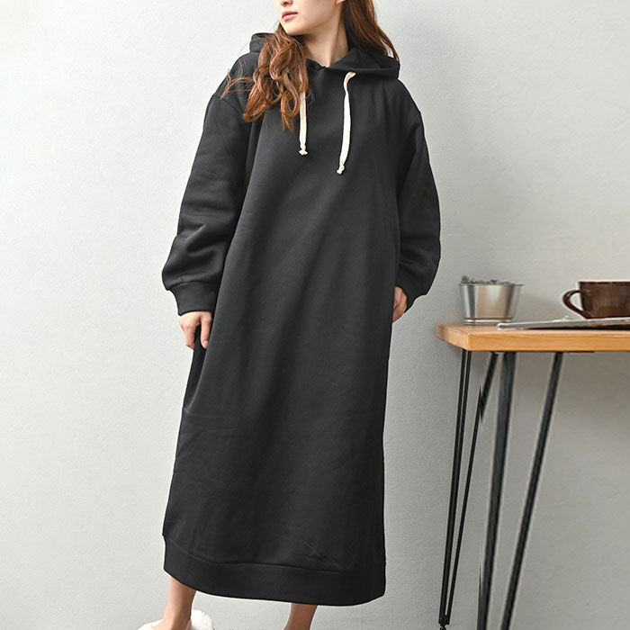 BACKYARD FAMILY「スウェットワンピース ロング 通販 ワンピース 長袖 カジュアル 裏起毛 あったか」|ルームウェア|