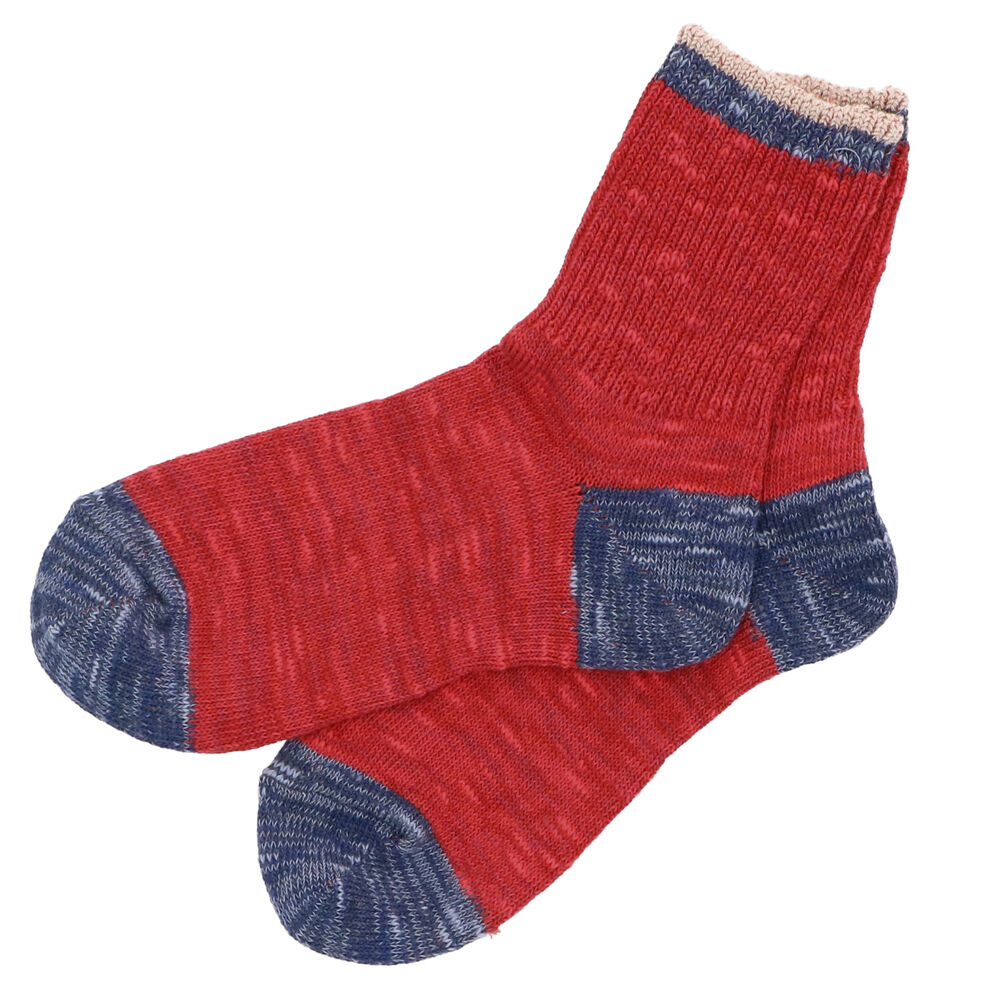 BACKYARD FAMILY「靴下 メンズ かわいい 通販 ソックス レディース ナチュラル クルーソックス リブ編み おしゃれ」|ソックス|レッド1