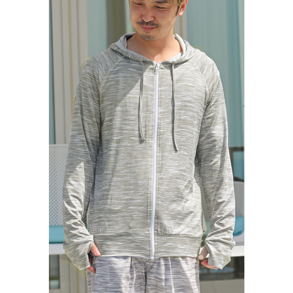 BACKYARD FAMILY「ラッシュガード メンズ 長袖 通販 おしゃれ 柄 パーカー 夏 ジップアップ M L XL XXL」|スポーツ|グレー1