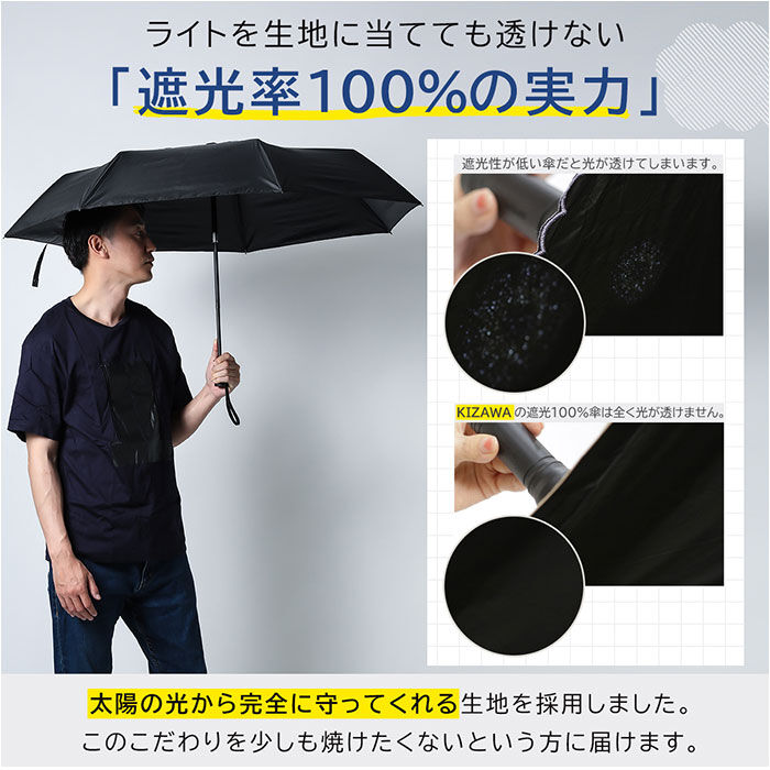 BACKYARD FAMILY「KIZAWA 折りたたみ傘 通販 日傘 折りたたみ 完全遮光 傘 58cm 折畳み傘 晴雨兼用」|傘|
