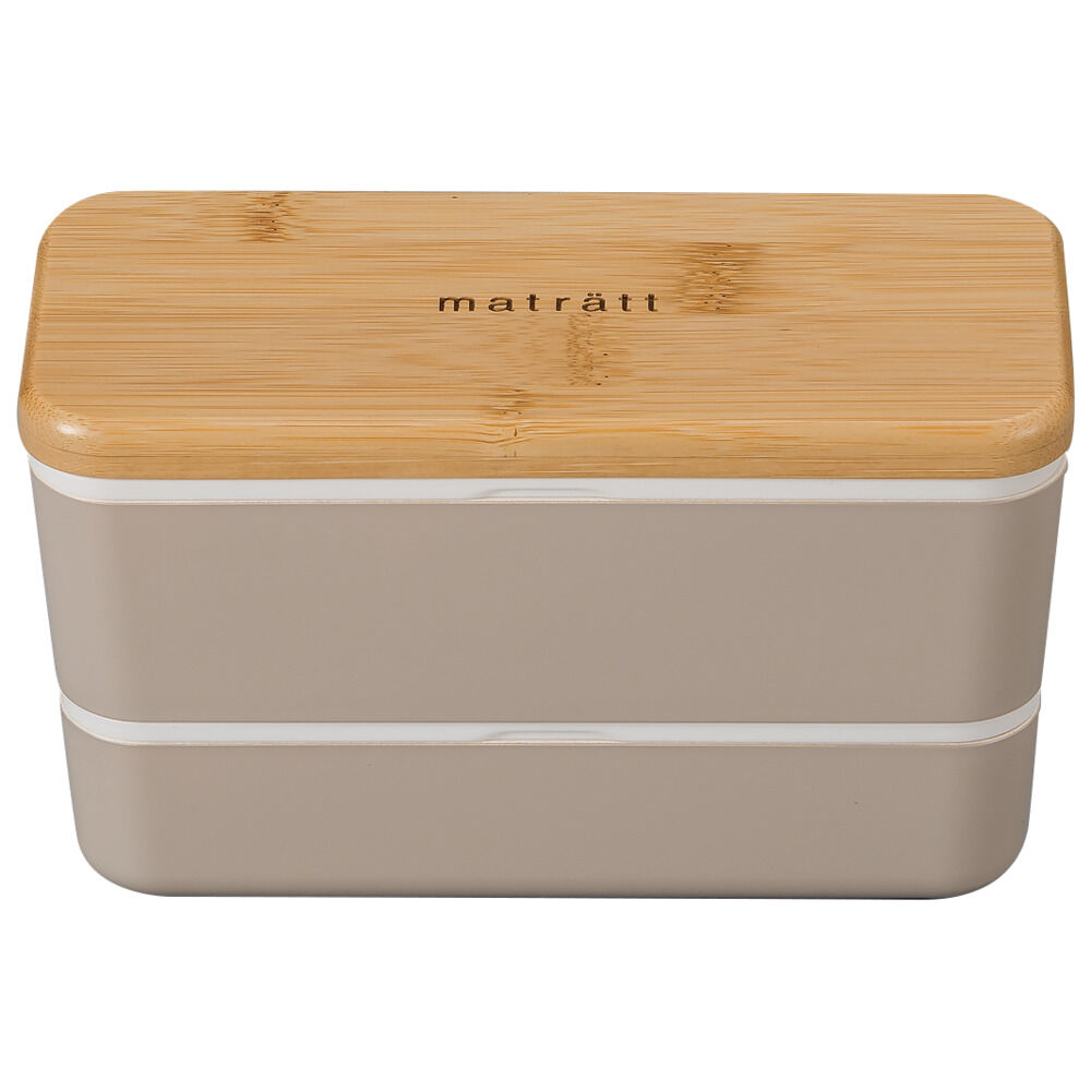 BACKYARD FAMILY「弁当箱 2段 通販 日本製 730ml 木目長角弁当 2段弁当箱 ランチボックス 中蓋付き」|食器・キッチングッズ|グレー1