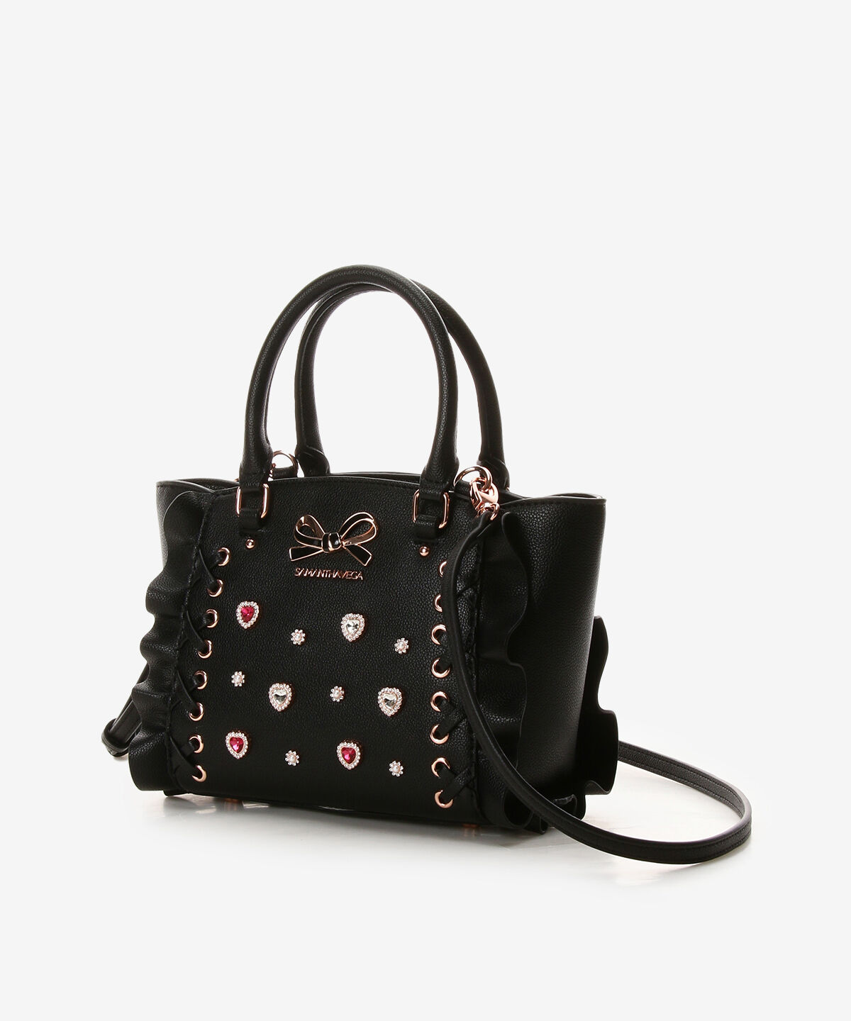 Samantha Vega「レースアップハートビジューフラッタ―(小)」|ハンドバッグ|