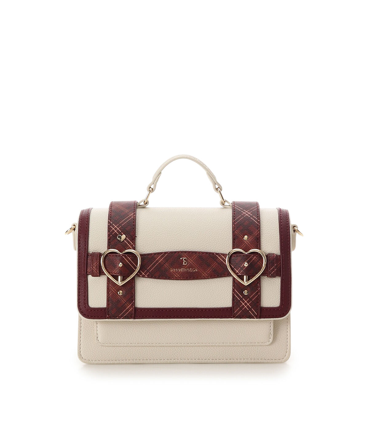 Samantha Vega「チェックハートベルトサッチェルショルダーバッグ」|ショルダー・メッセンジャー|オフホワイト
