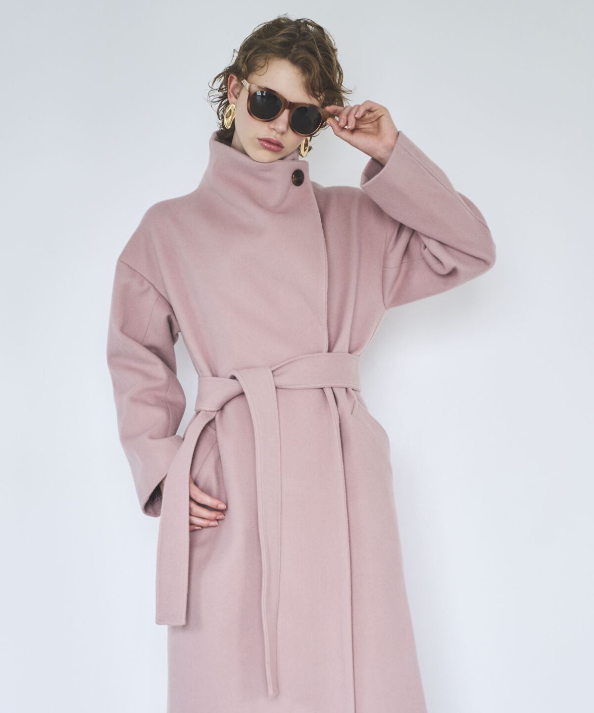 アンドクチュール「ウールビーバービッグカラーロングコート」|ダウン|