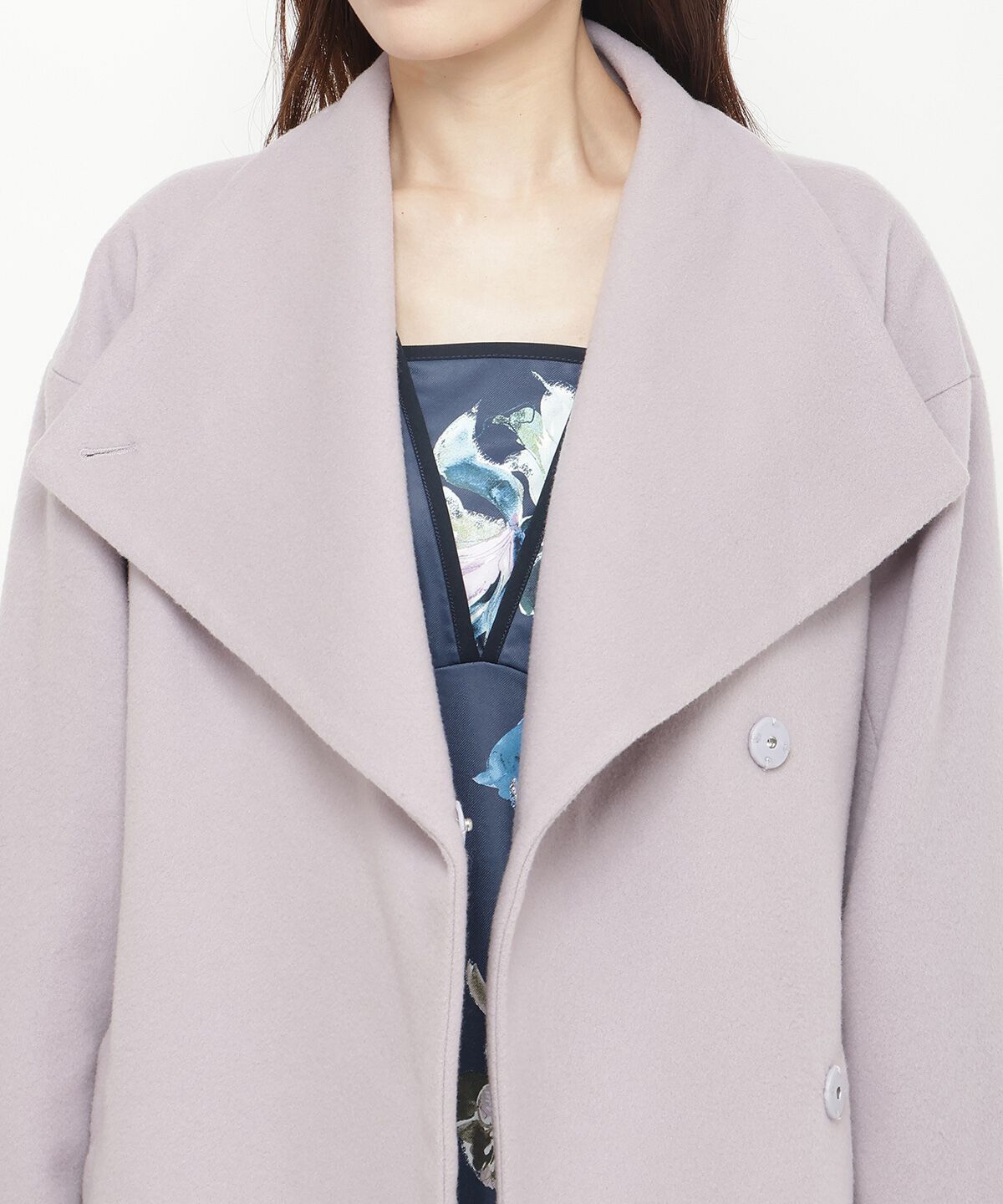 アンドクチュール「ウールビーバービッグカラーロングコート」|ダウン|