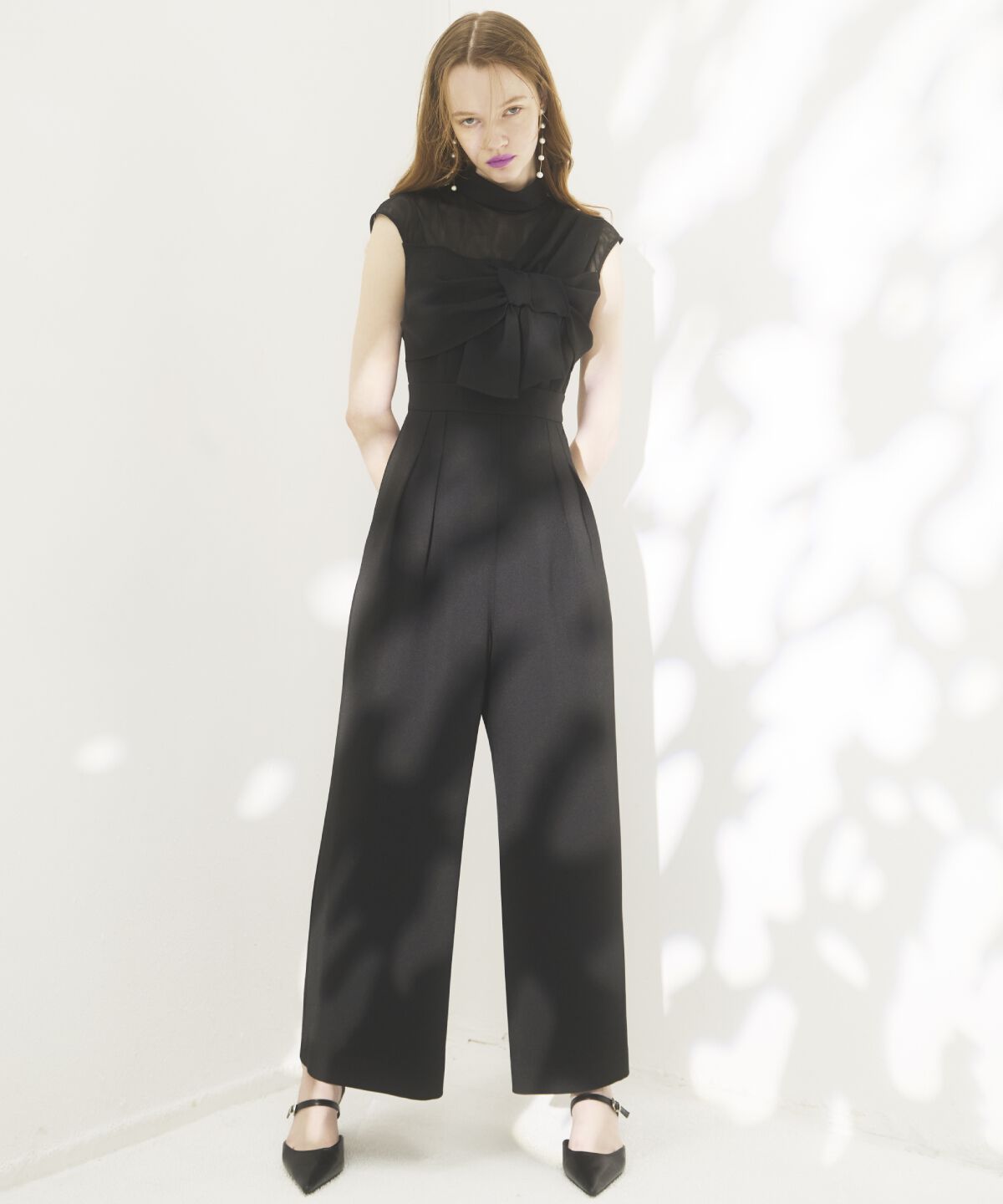 アンドクチュール「アシメショルダーリボンオールインワン」|オールインワン|