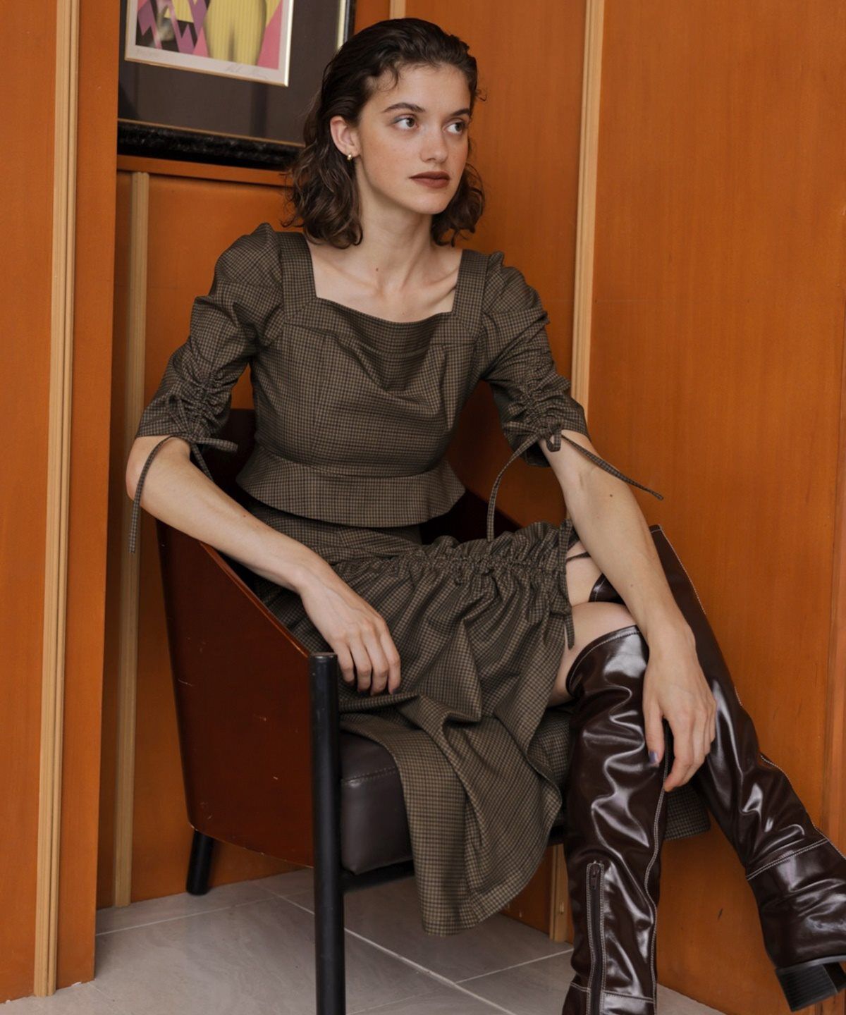 REDYAZEL「チェックドロストブラウス」|シャツ・ブラウス|