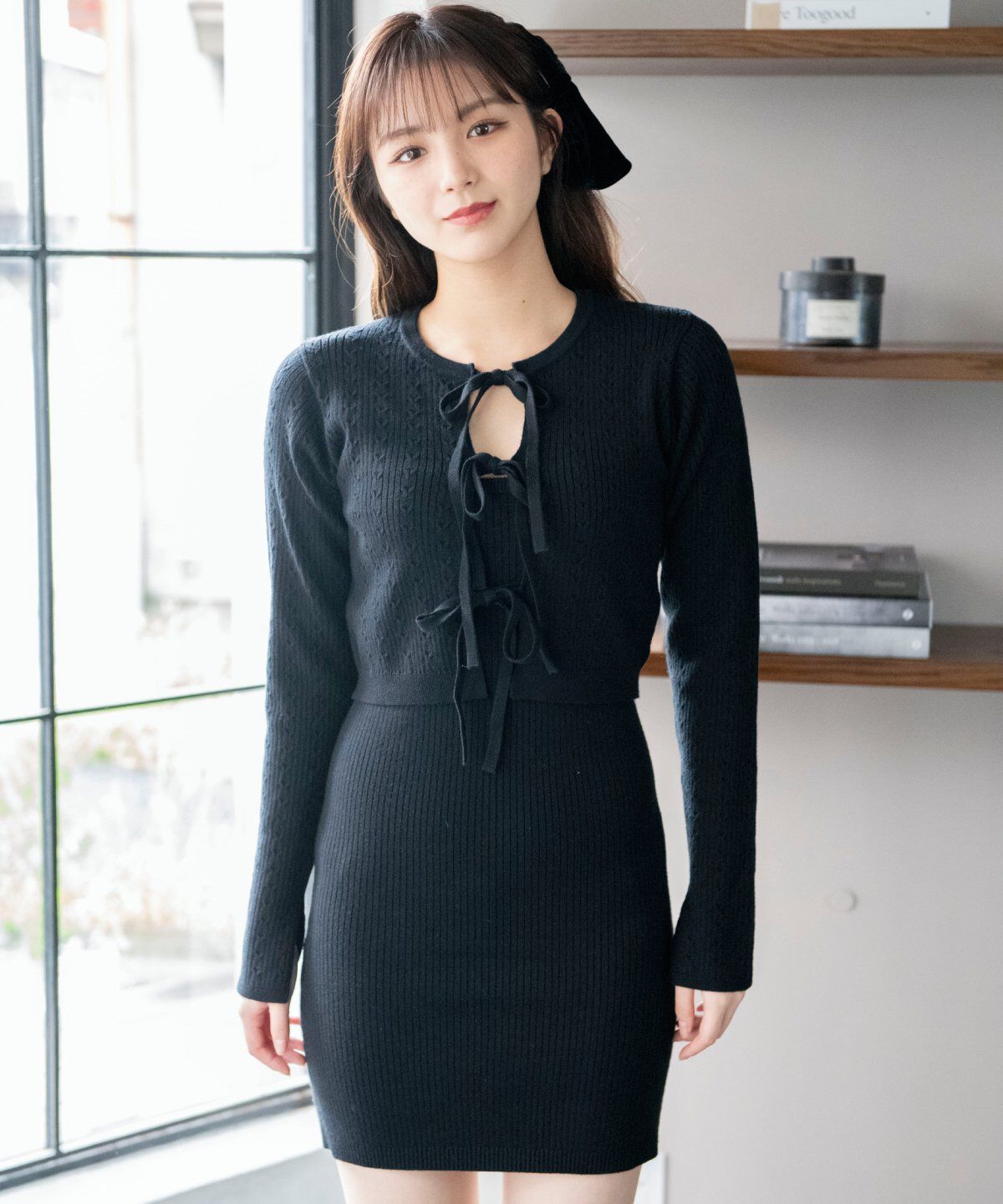 REDYAZEL「リボンカーディガン＆ミニ丈ワンピースセット」|ワンピース|