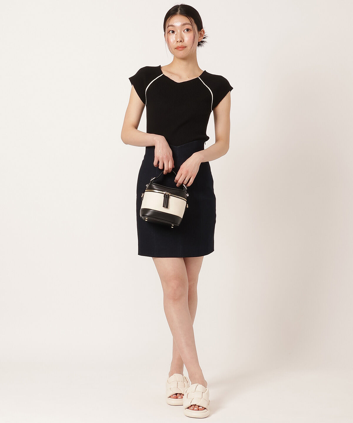 REDYAZEL「ラインフレンチスリーブニットプルオーバー」|ニット・セーター|