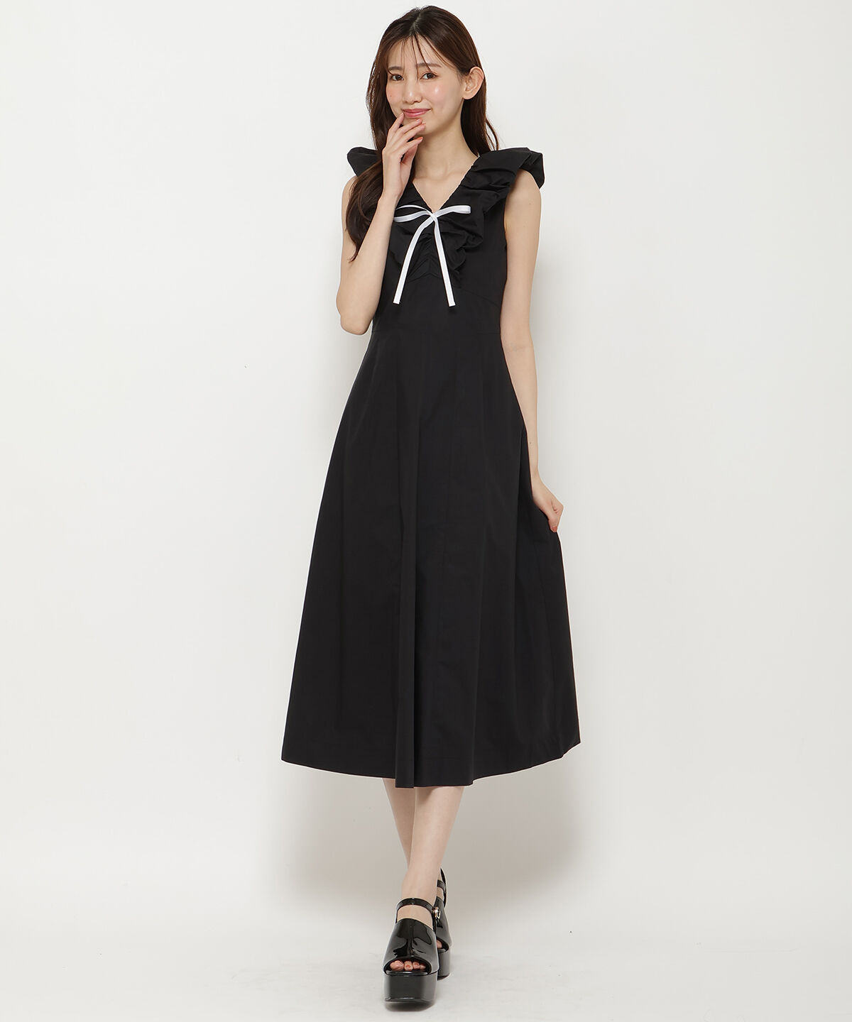 REDYAZEL「バブルディティールロングワンピース」|ワンピース|ブラック