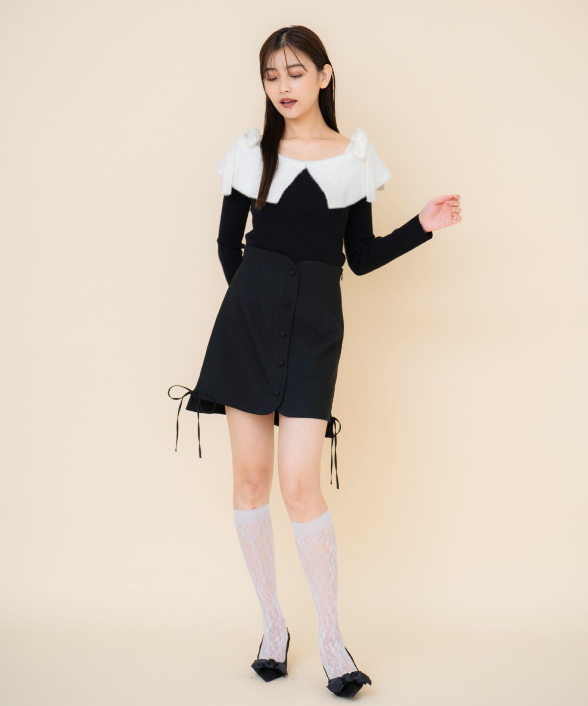 REDYAZEL「フロントボタンミニスカート」|台形|