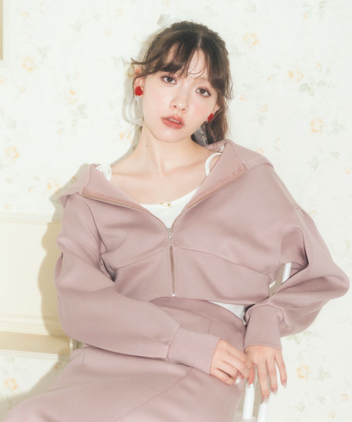 REDYAZEL「ダンボールジップフーディー」|パーカー|ピンク