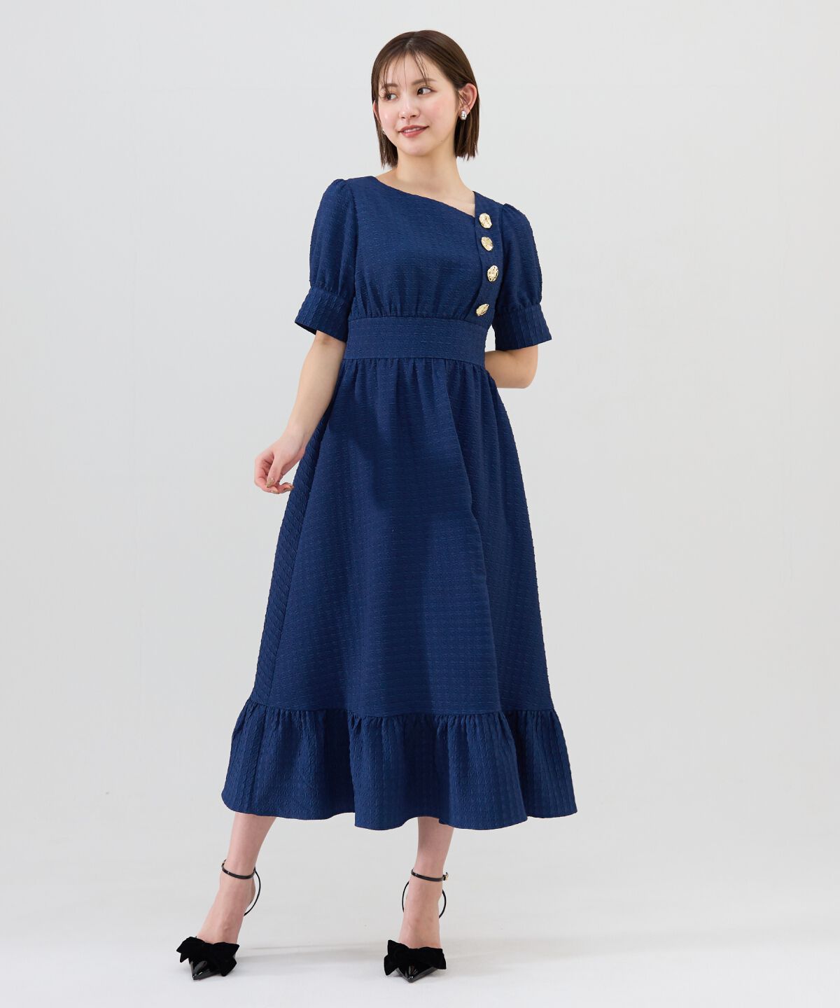 REDYAZEL「ニュアンスボタンジャガードワンピース」|ワンピース|