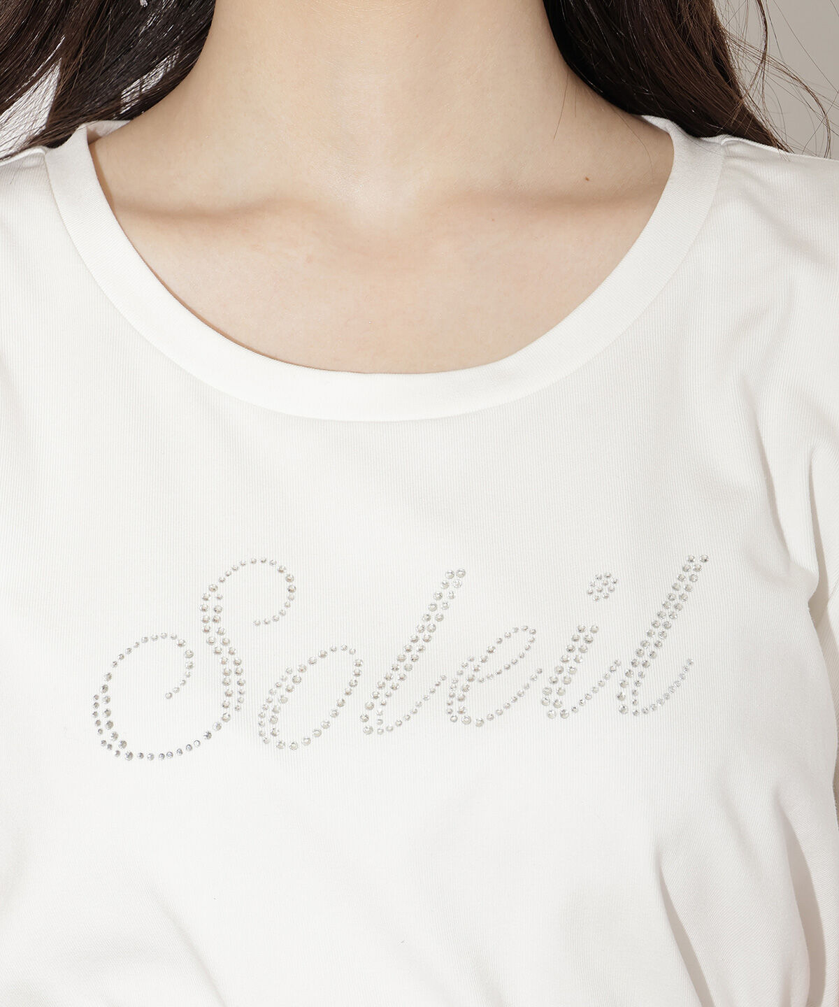 WILLSELECTION「タックスリーブラインストーンロゴTシャツ」|Tシャツ・カットソー|