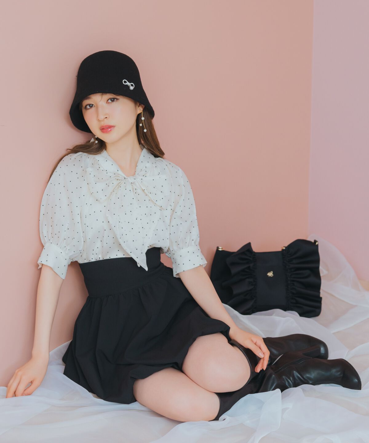 WILLSELECTION「ミニバルーンスカート」|フレア|ブラック