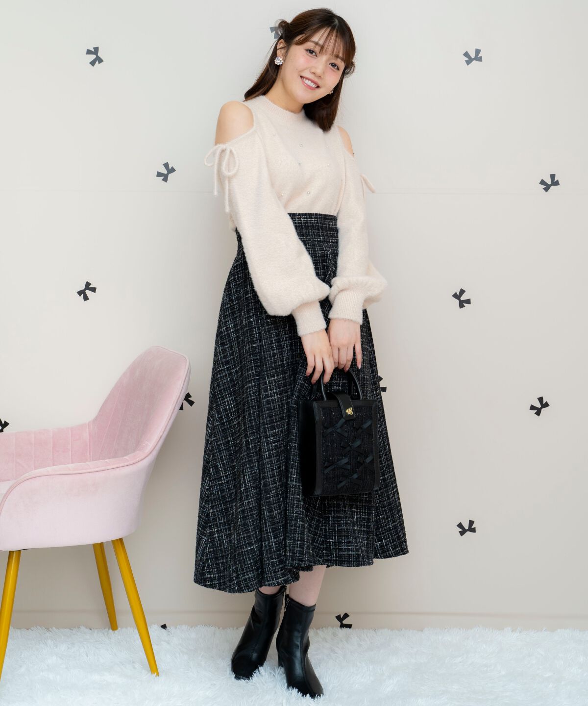 WILLSELECTION「オープンショルダーフェザーニット」|ニット・セーター|