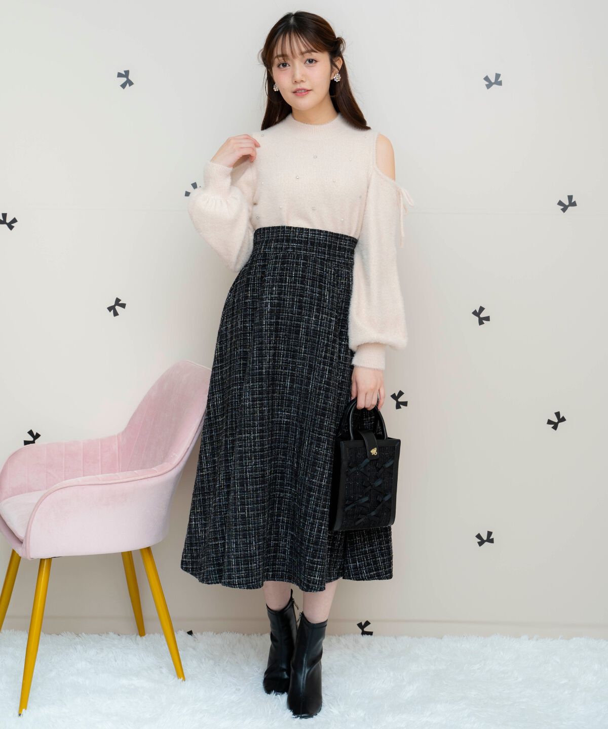 WILLSELECTION「オープンショルダーフェザーニット」|ニット・セーター|