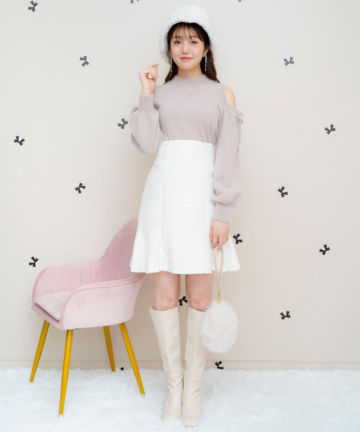 WILLSELECTION「オープンショルダーフェザーニット」|ニット・セーター|