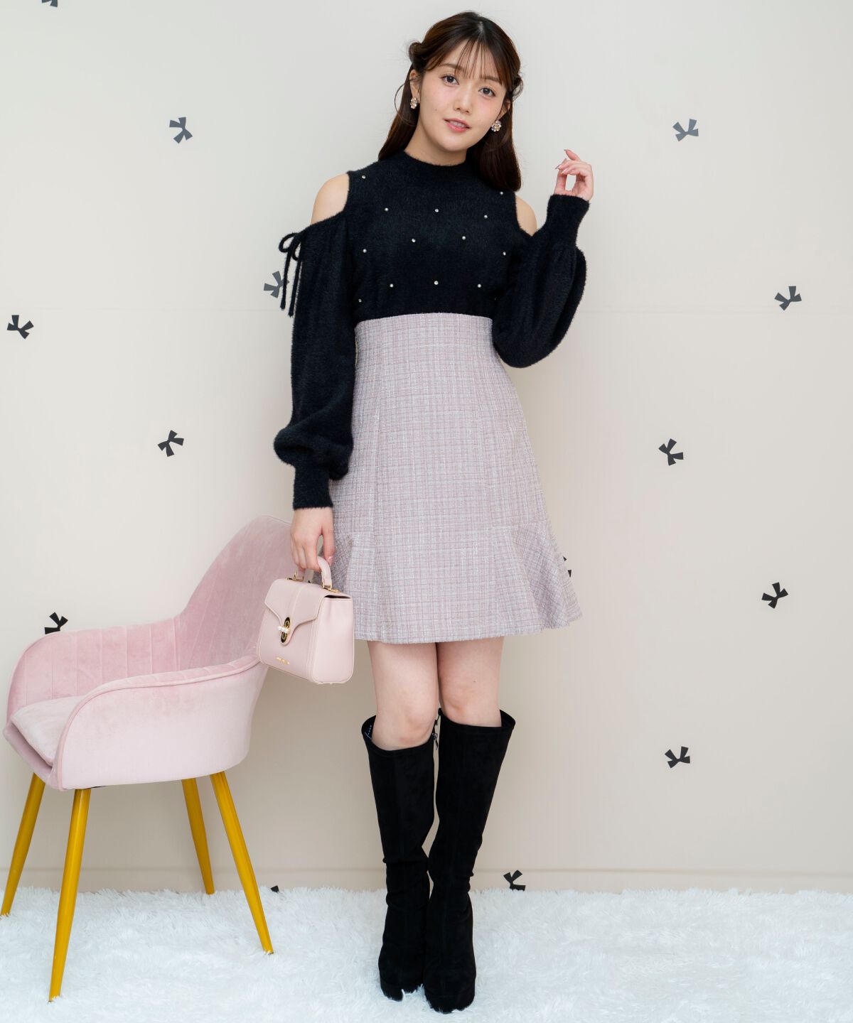 WILLSELECTION「オープンショルダーフェザーニット」|ニット・セーター|