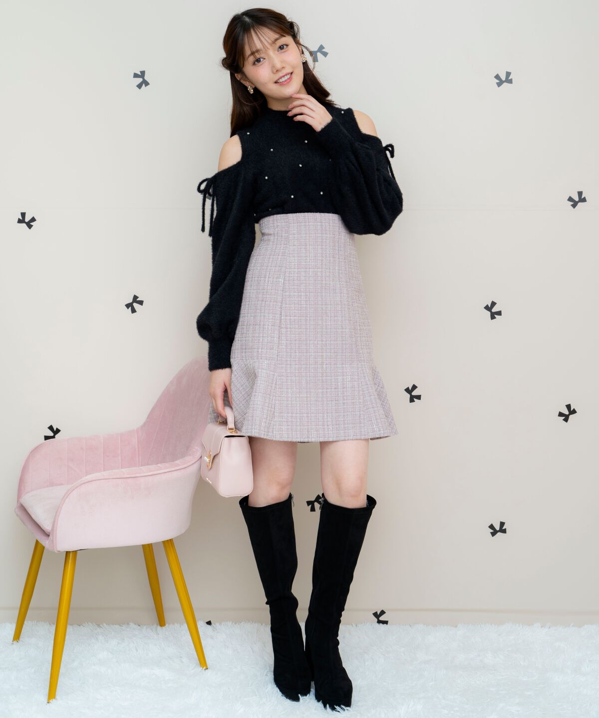 WILLSELECTION「オープンショルダーフェザーニット」|ニット・セーター|