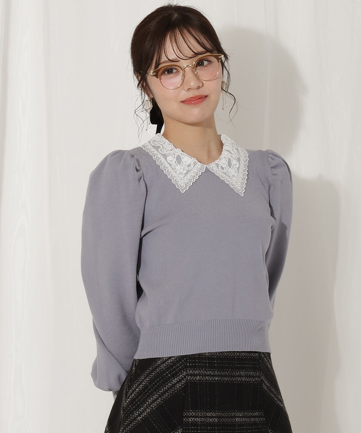 WILLSELECTION「ボリュームスリーブレースカラープルオーバー」|ニット・セーター|