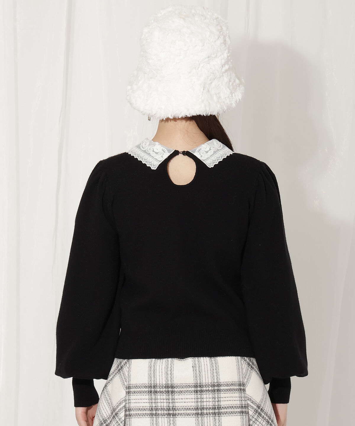 WILLSELECTION「ボリュームスリーブレースカラープルオーバー」|ニット・セーター|