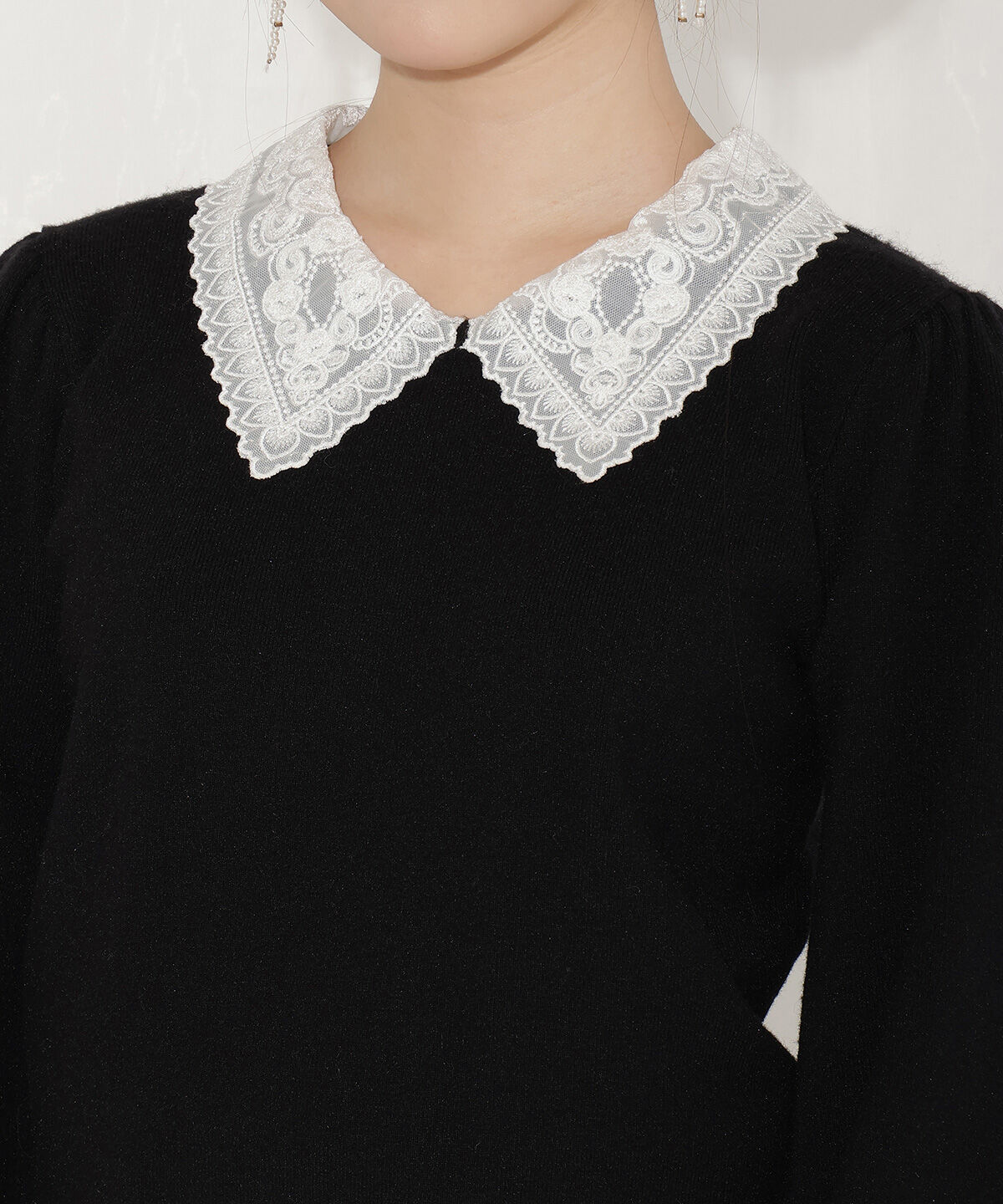 WILLSELECTION「ボリュームスリーブレースカラープルオーバー」|ニット・セーター|