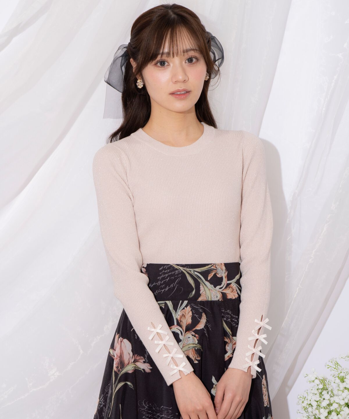 WILLSELECTION「袖リボンボトルネックニット」|ニット・セーター|ピンク