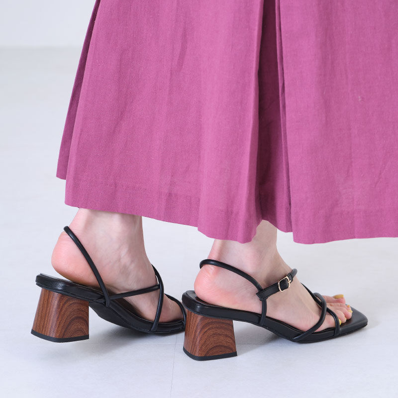 ORiental TRaffic「【アウトレット価格】チューブストラップウッドヒールサンダル/21216 トレンド 人気 ヒール7cm」|サンダル|