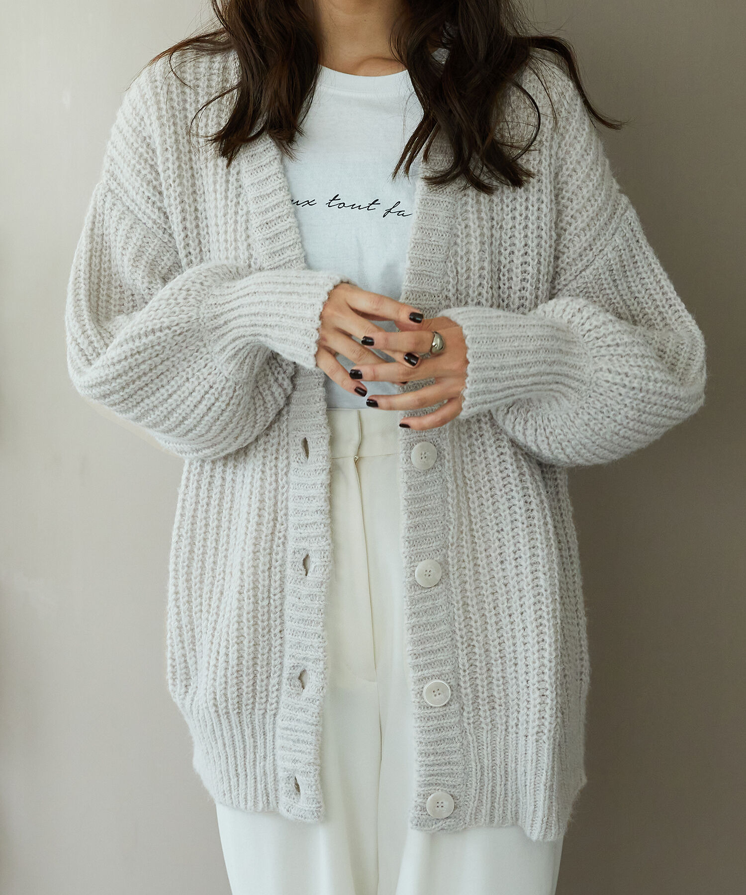 ORiental TRaffic「Vネックニットカーディガン/MO33N01」|ニット・セーター|L.GREY