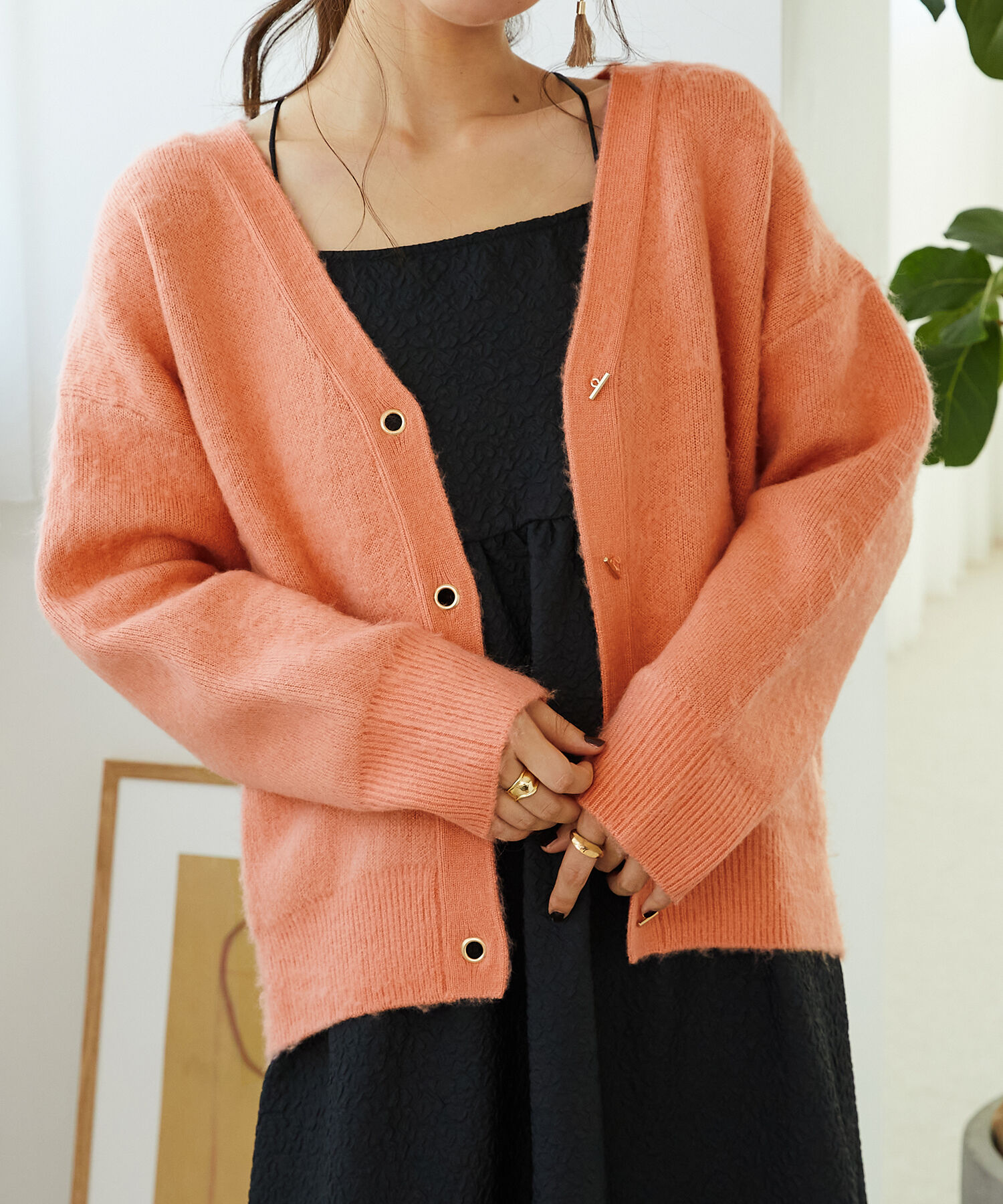 ORiental TRaffic「Vネックニットカーディガン/MO33N02」|ニット・セーター|PINK