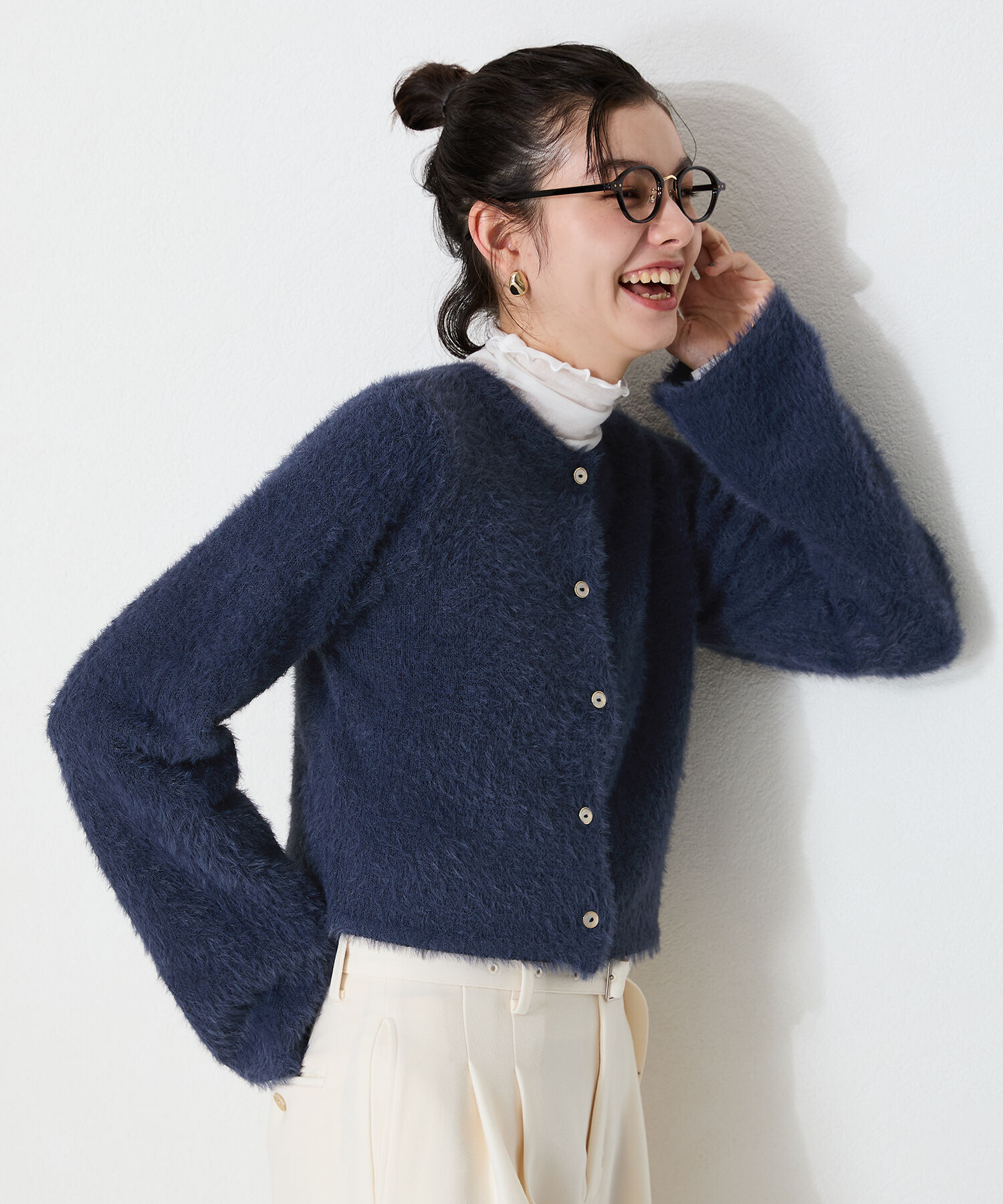 ORiental TRaffic「クロップドシャギーニットカーディガン」|ニット・セーター|