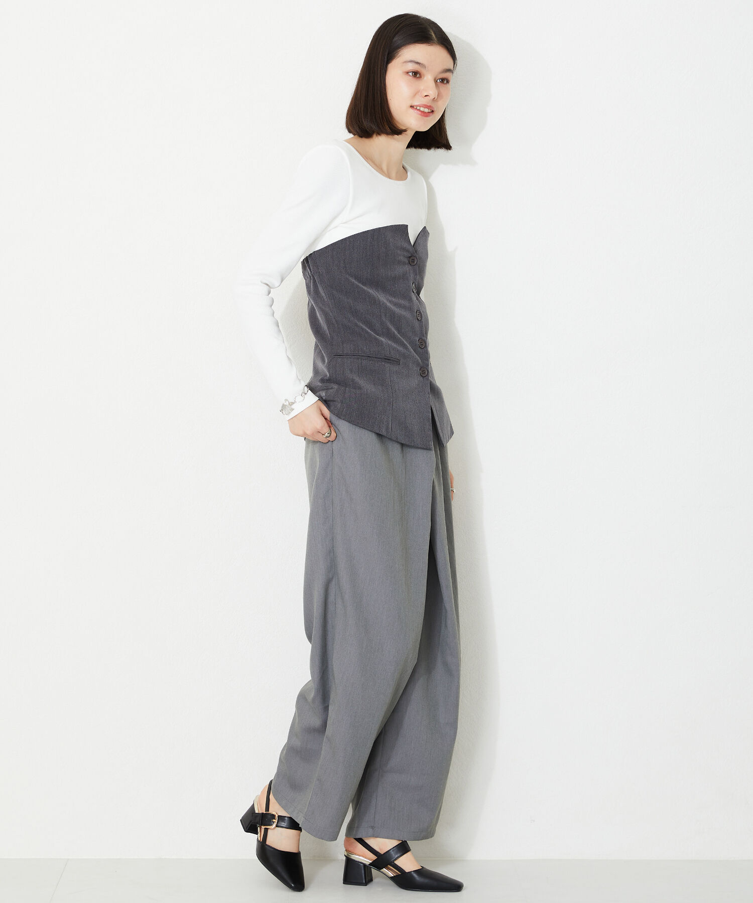 ORiental TRaffic「【トレンド】変形ヒールバックストラップパンプス/41101 パンプス 人気 売れてる スクエアトゥ」|サンダル|