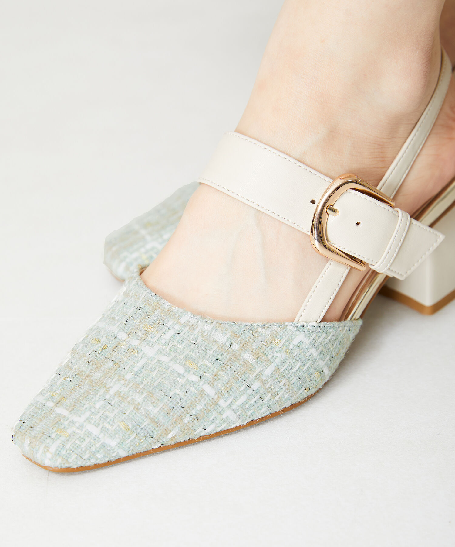 ORiental TRaffic「【トレンド】変形ヒールバックストラップパンプス/41101 パンプス 人気 売れてる スクエアトゥ」|サンダル|