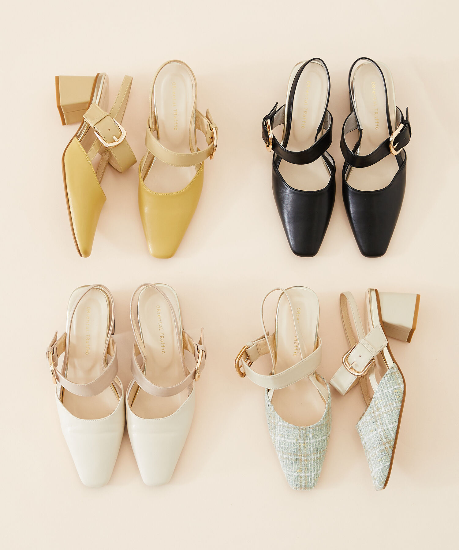 ORiental TRaffic「【トレンド】変形ヒールバックストラップパンプス/41101 パンプス 人気 売れてる スクエアトゥ」|サンダル|