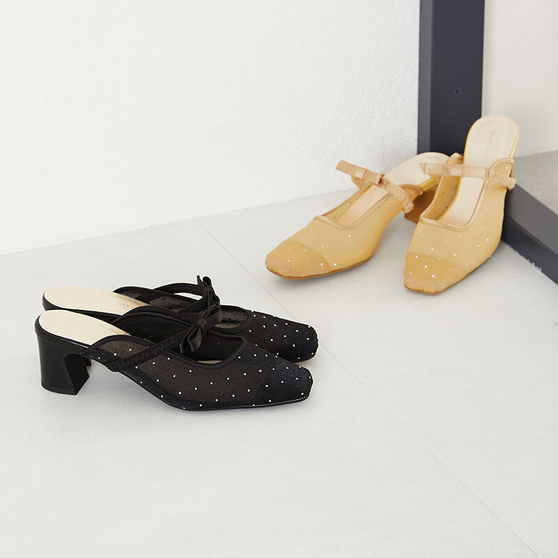 ORiental TRaffic「ラインストーンチュールミュール/41126」|パンプス|