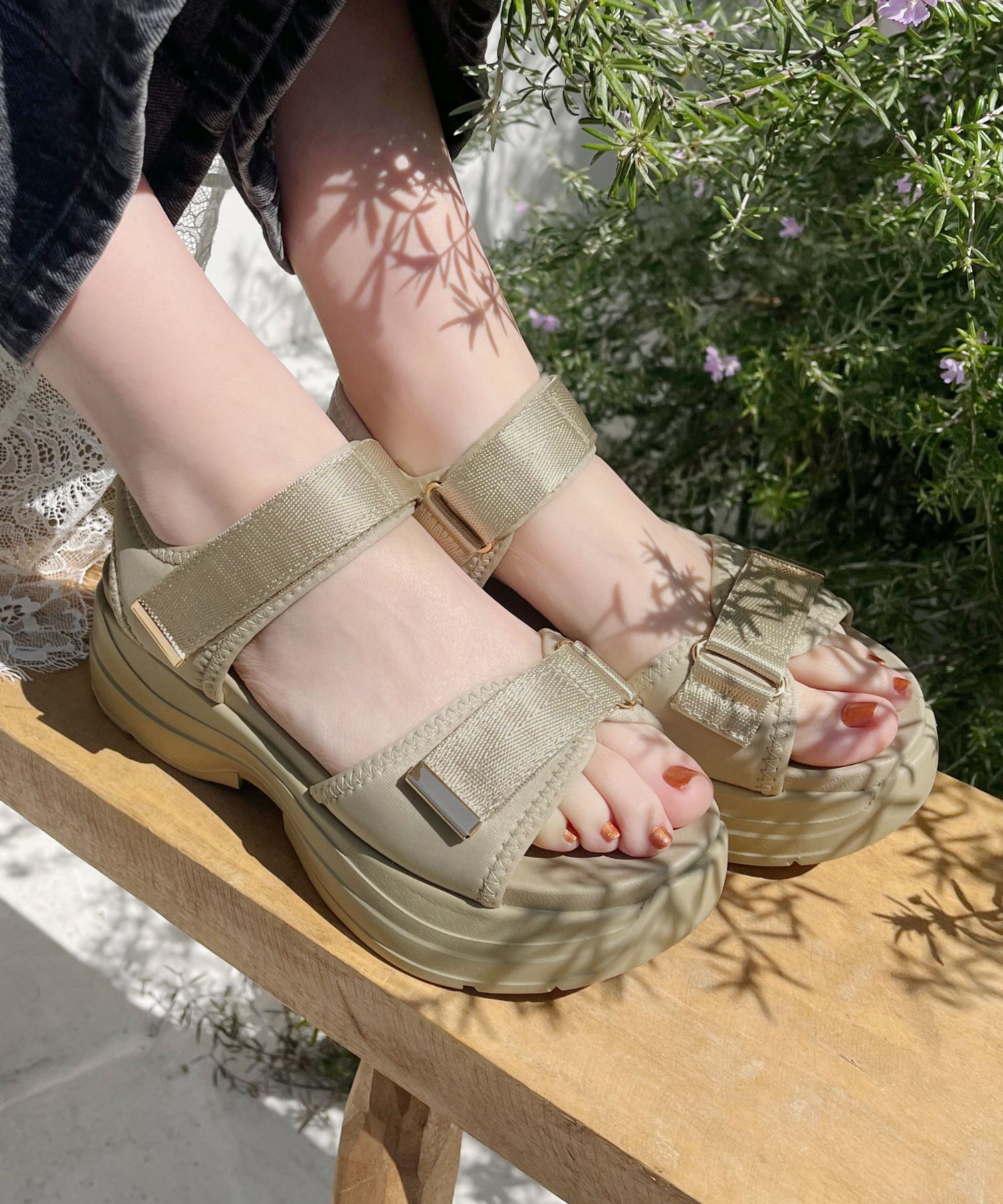 WA Oriental TRaffic「【追加】ダブルベルトスポーツサンダル/42207 スポサン 柔らかい 人気 軽い トレンド 厚底 再入荷」|サンダル|