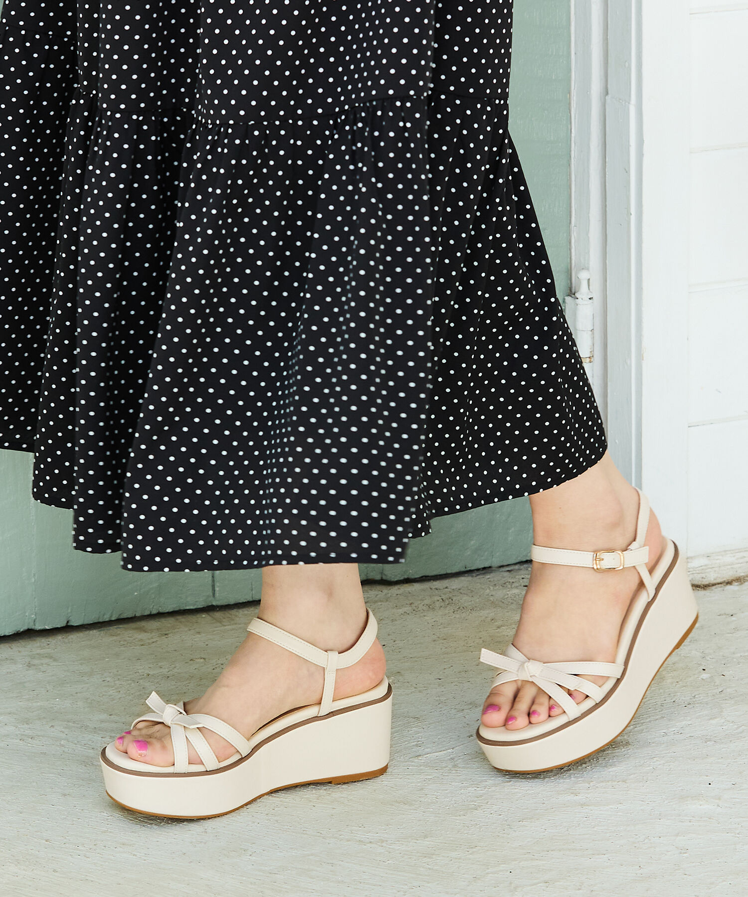 ORiental TRaffic「リボンモチーフ厚底サンダル/41237」|サンダル|