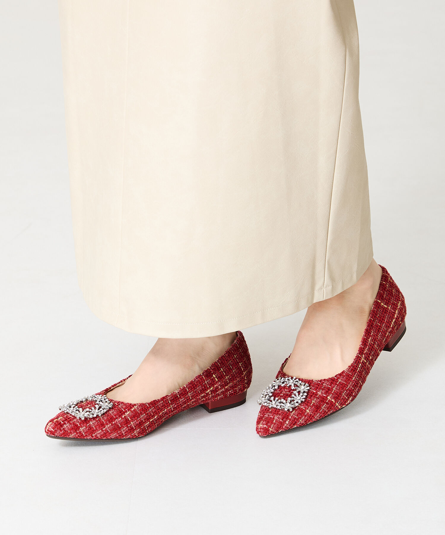 ORiental TRaffic「●2024秋冬新作●ビジューフラットパンプス/41306」|パンプス|RED