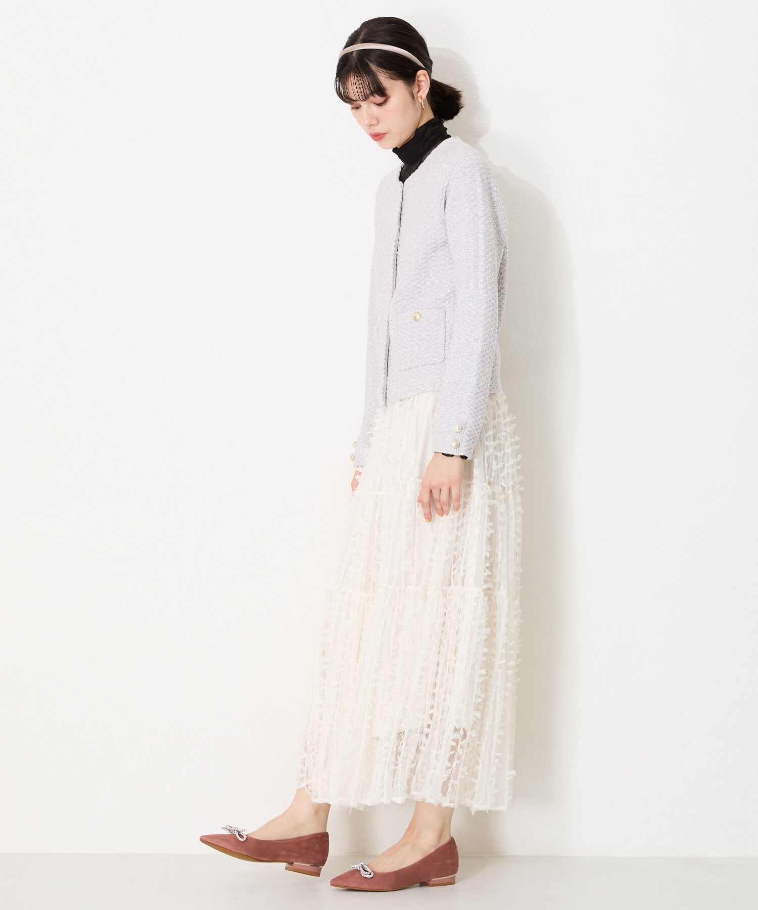 ORiental TRaffic「【トレンド】ビジューリボンフラットパンプス/41310 人気 トレンド パンプス 売れてる 上品」|パンプス|