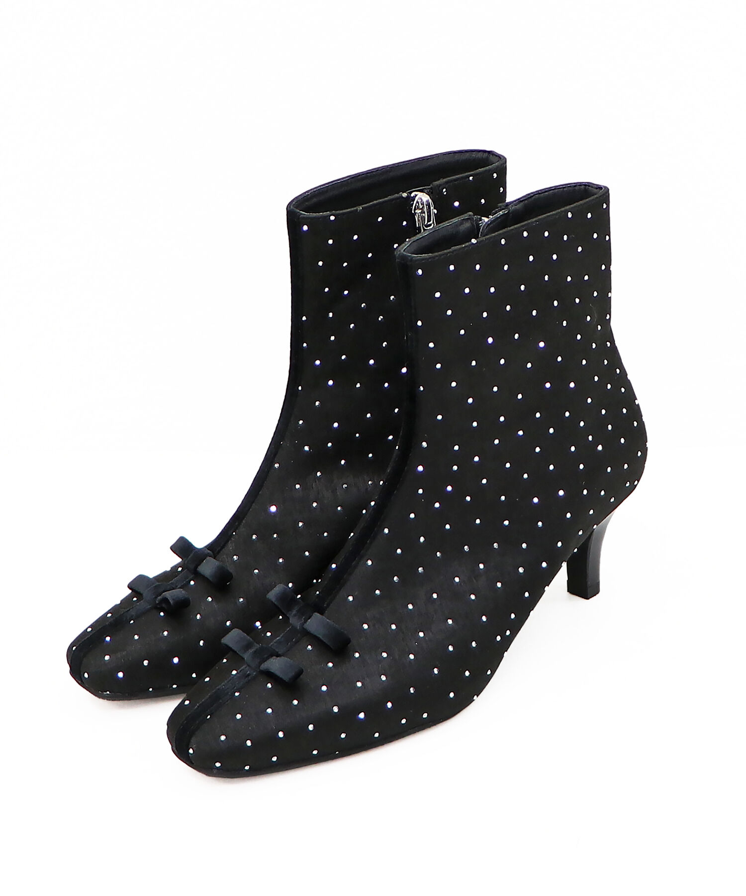 ORiental TRaffic「●2024秋冬新作●リボンモチーフラインストーンヒールブーツ/41436」|ショートブーツ|