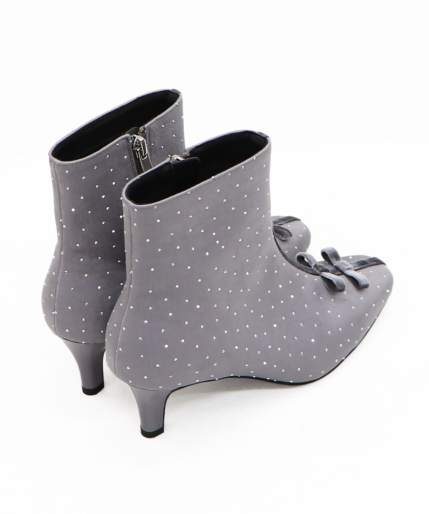 ORiental TRaffic「●2024秋冬新作●リボンモチーフラインストーンヒールブーツ/41436」|ショートブーツ|